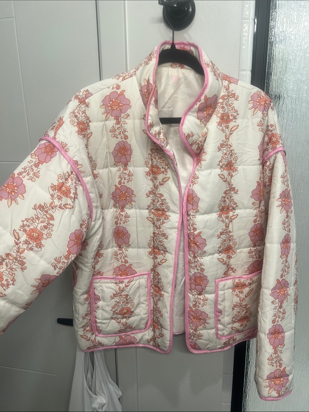 Quilted Floral Jacket - Pink Trim